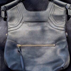 Foley + Corinna Black Pebbled Leather Tote / Shoulder Bag — Mid City Style